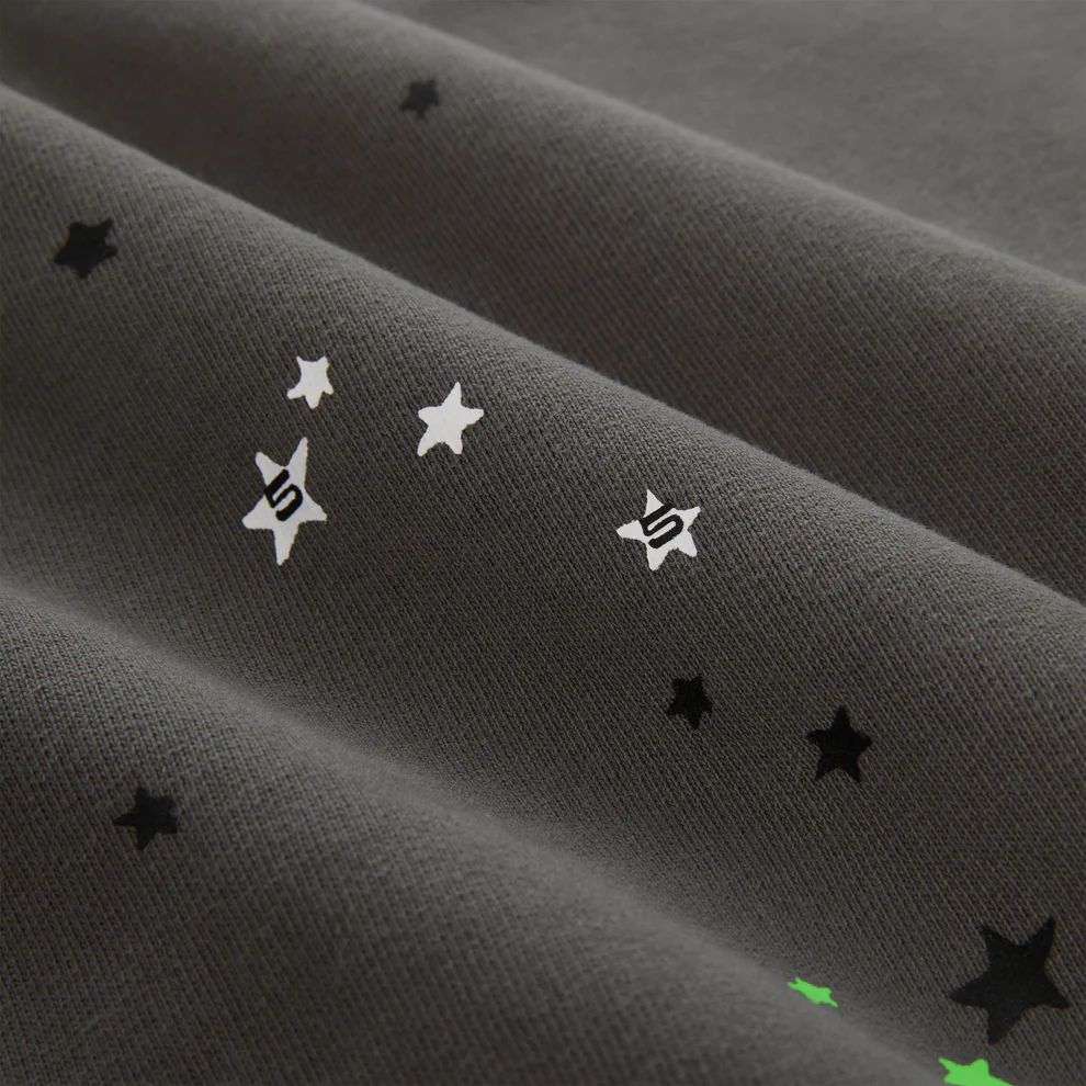 Sp5der Web Graphic Hoodie Charcoal Green