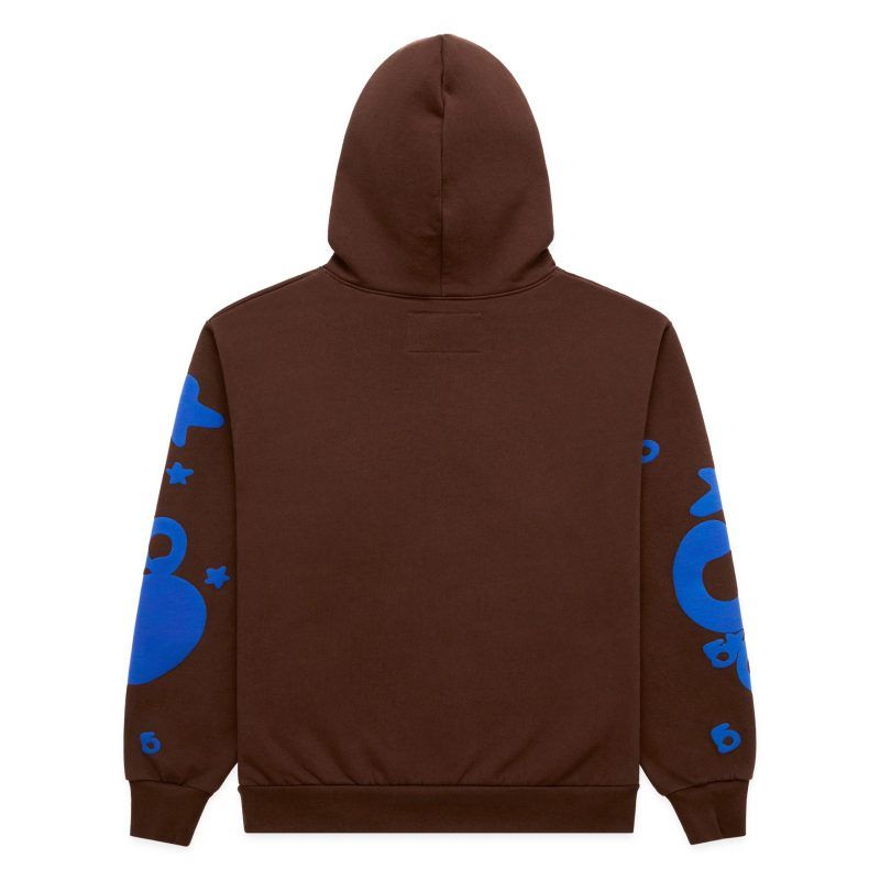 Sp5der Star Graphic Hoodie Brown Blue