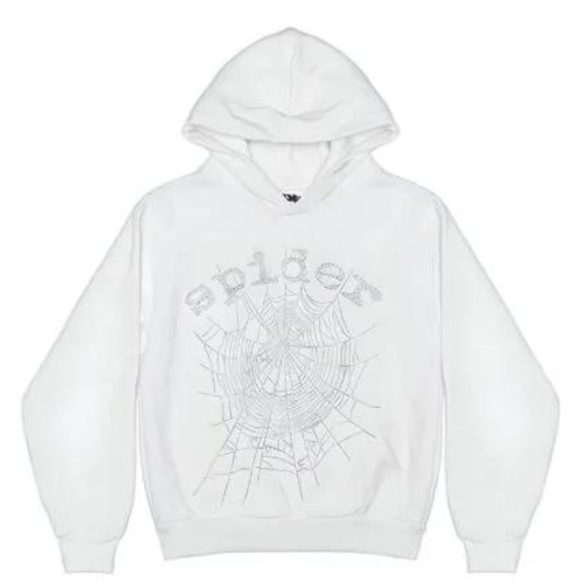 Sp5der OG Rhinestone Logo Hoodie White