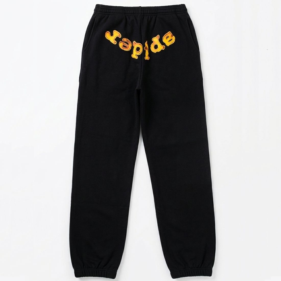 Sp5der Flame Logo Sweatpants Black Yellow