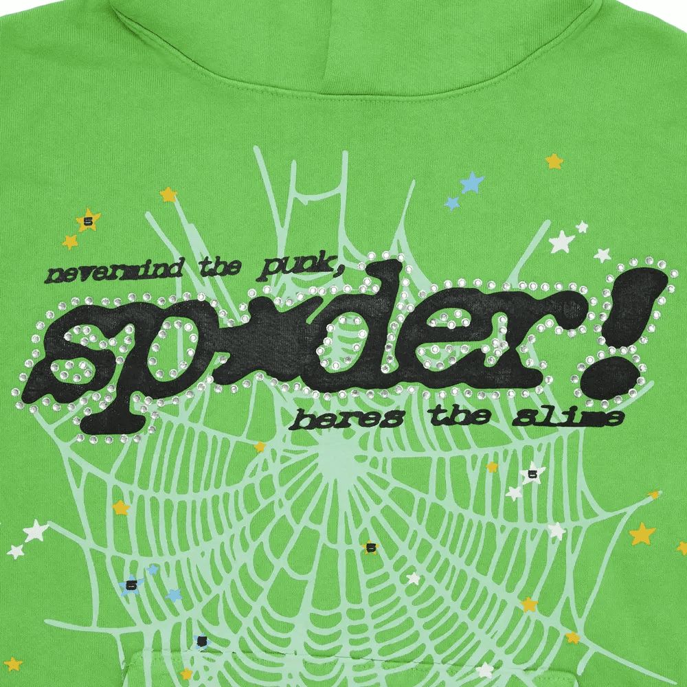 Sp5der Web Graphic Hoodie Green