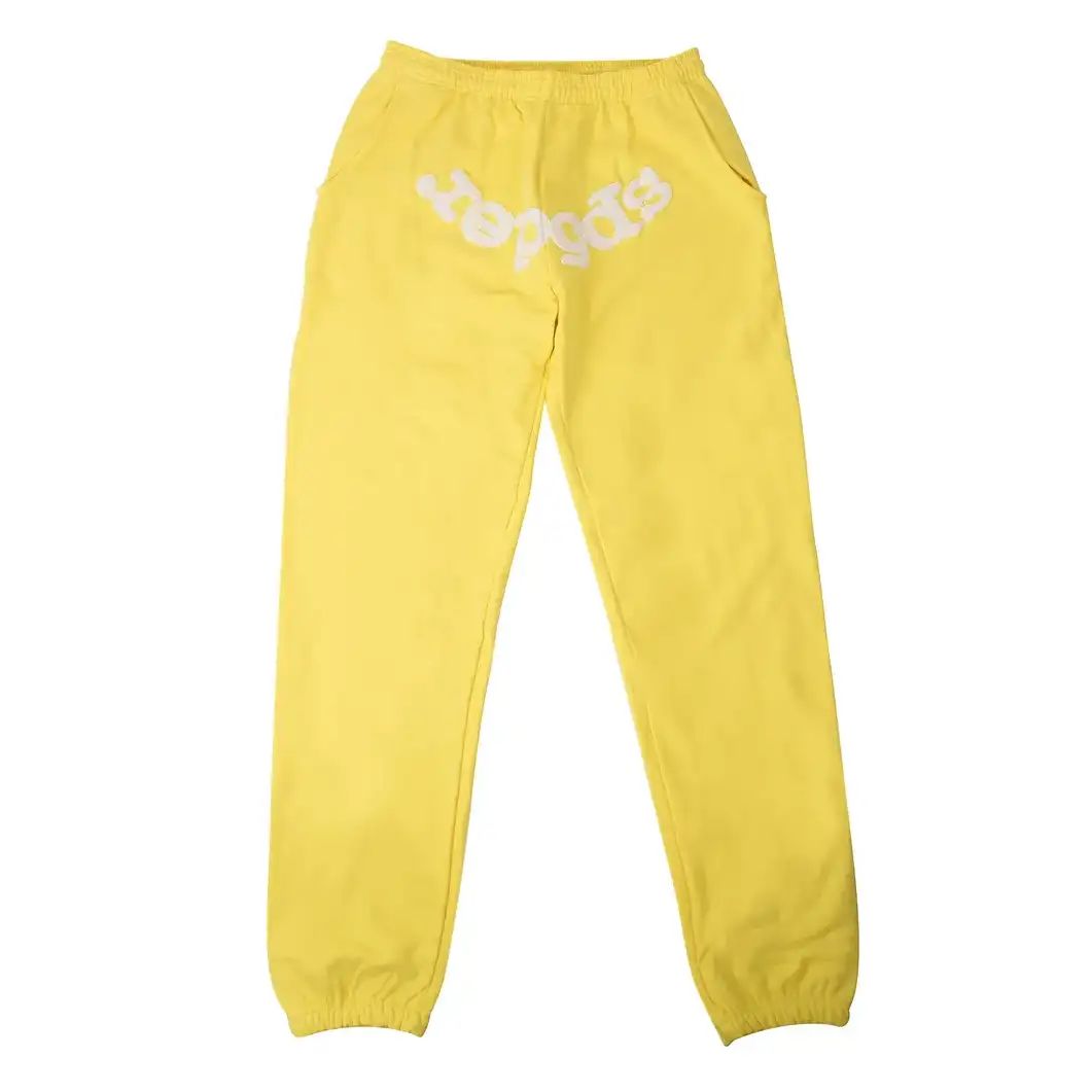 SP5DER Logo Print Sweatpants Yellow