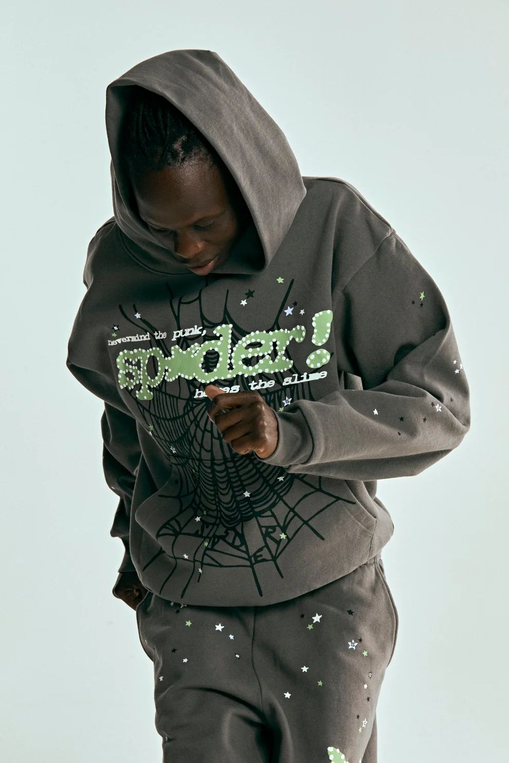 Sp5der Punk V2 Hoodie Slate Grey