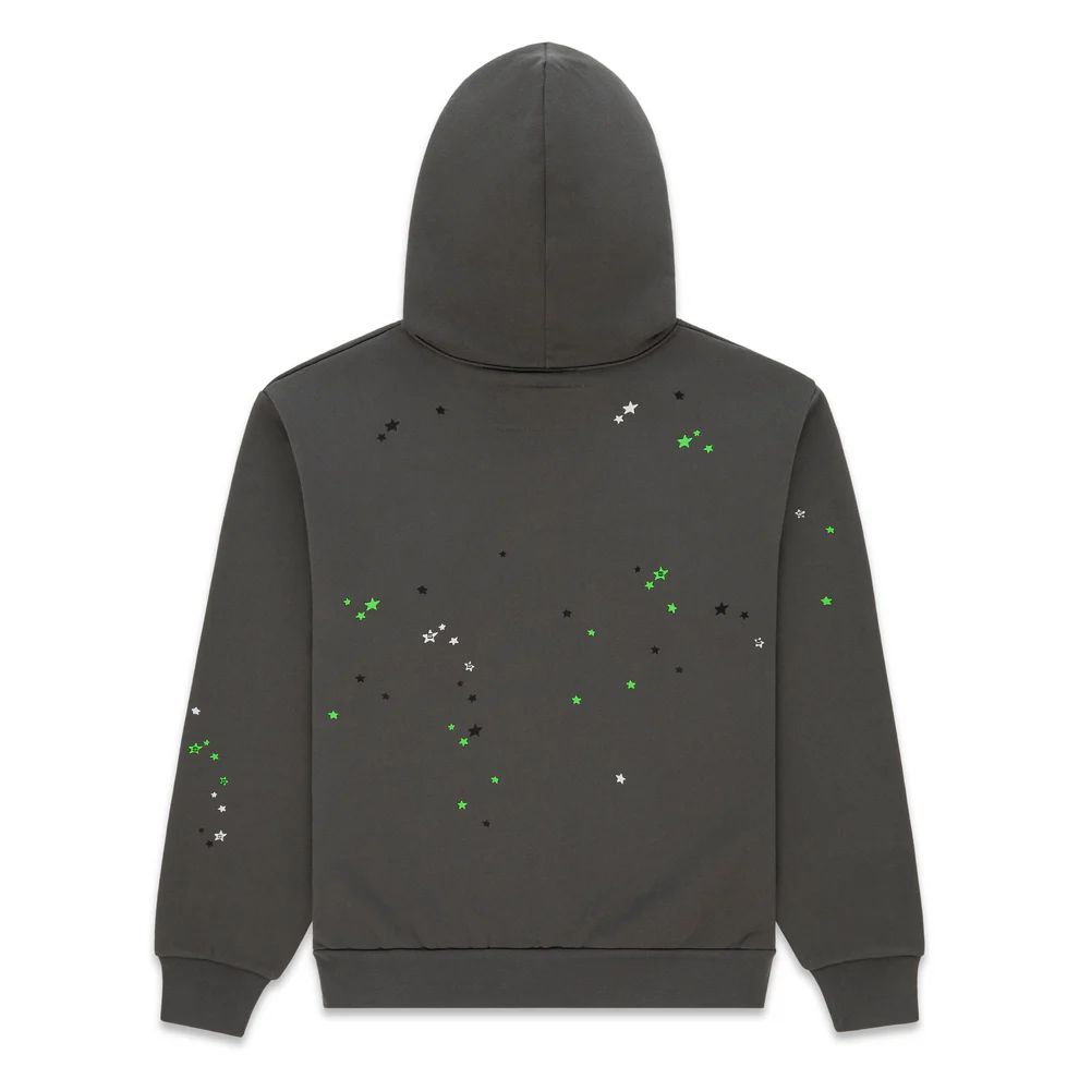Sp5der Web Graphic Hoodie Charcoal Green