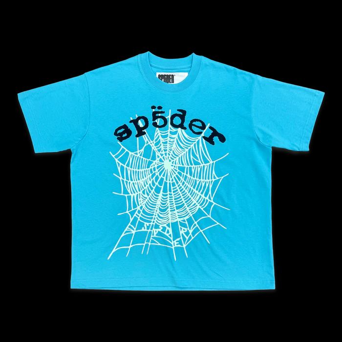 Sp5der OG Web V2 Tee – Cyan