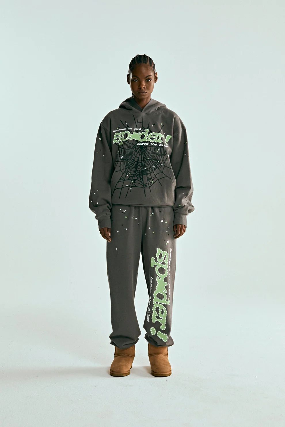 Sp5der Punk V2 Hoodie Slate Grey
