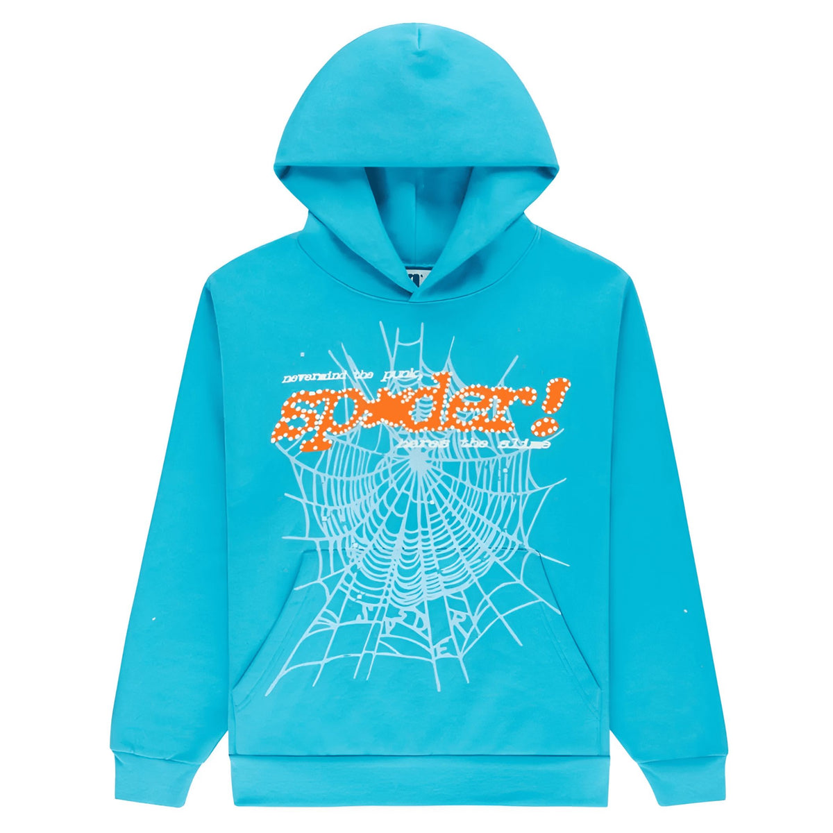 Sp5der Web Graphic Hoodie Turquoise Orange