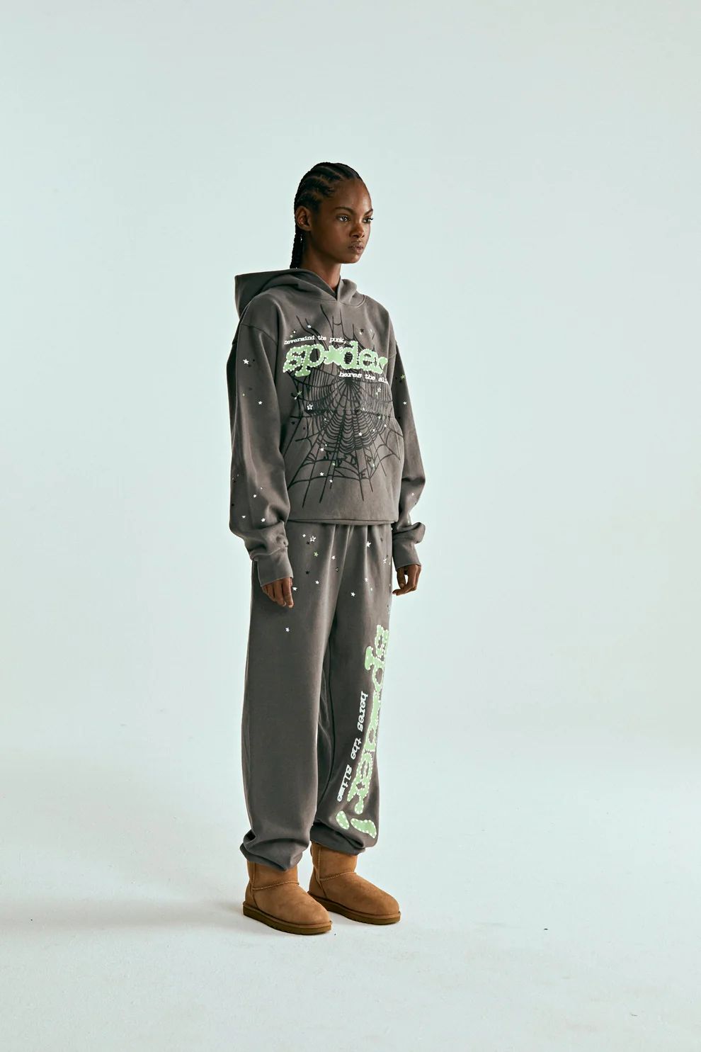 Sp5der Punk V2 Hoodie Slate Grey