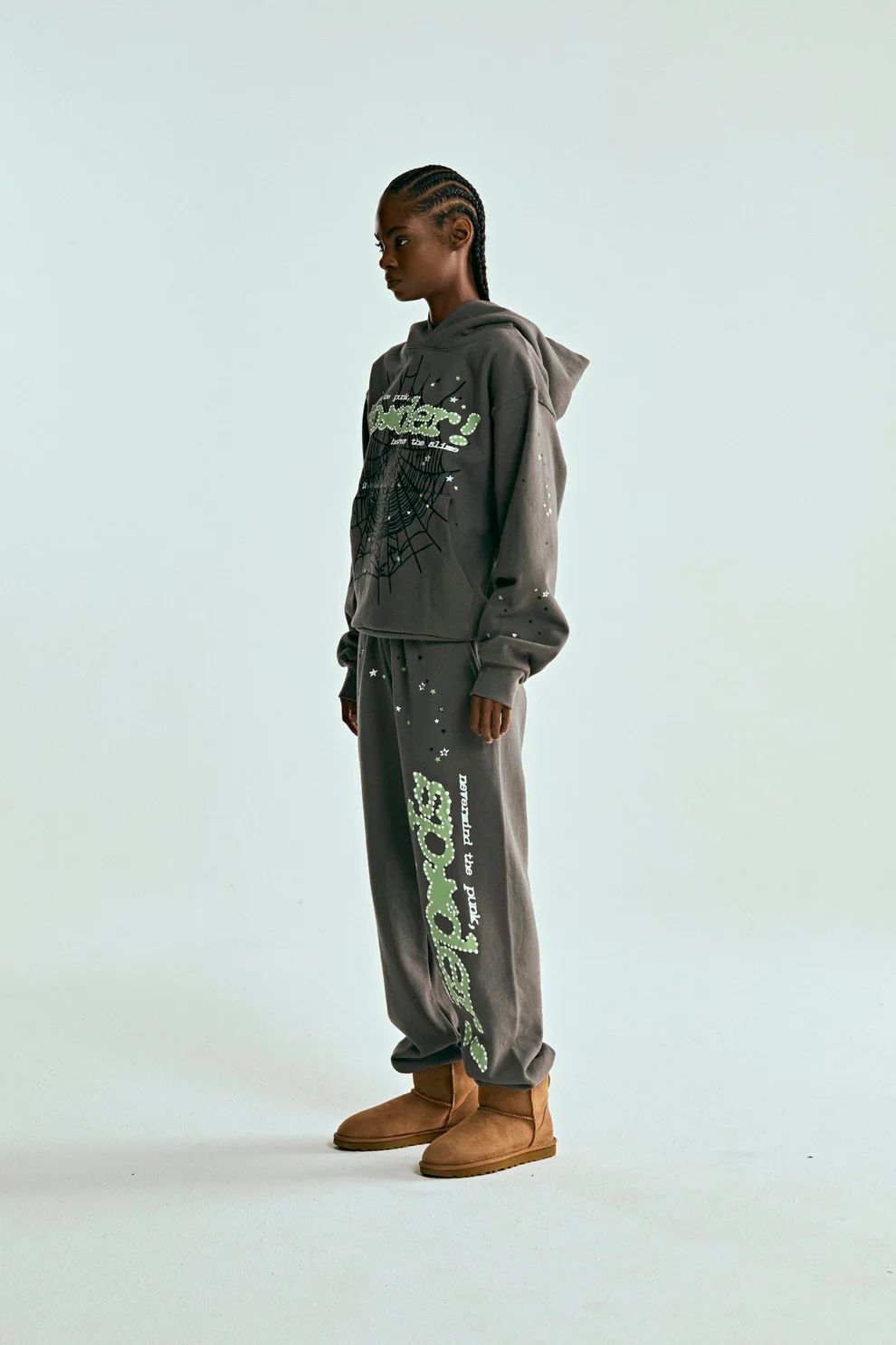 Sp5der Punk V2 Hoodie Slate Grey