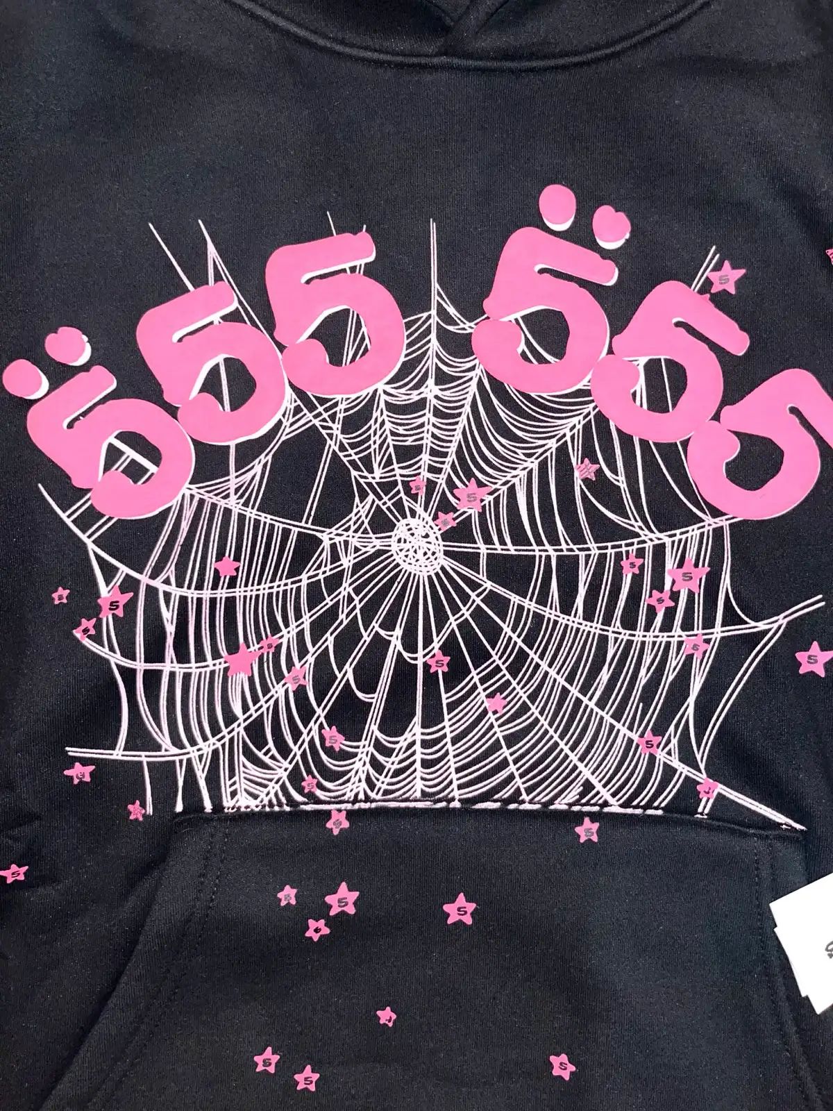 Sp5der Angel Number 666 Hoodie Black/Pink