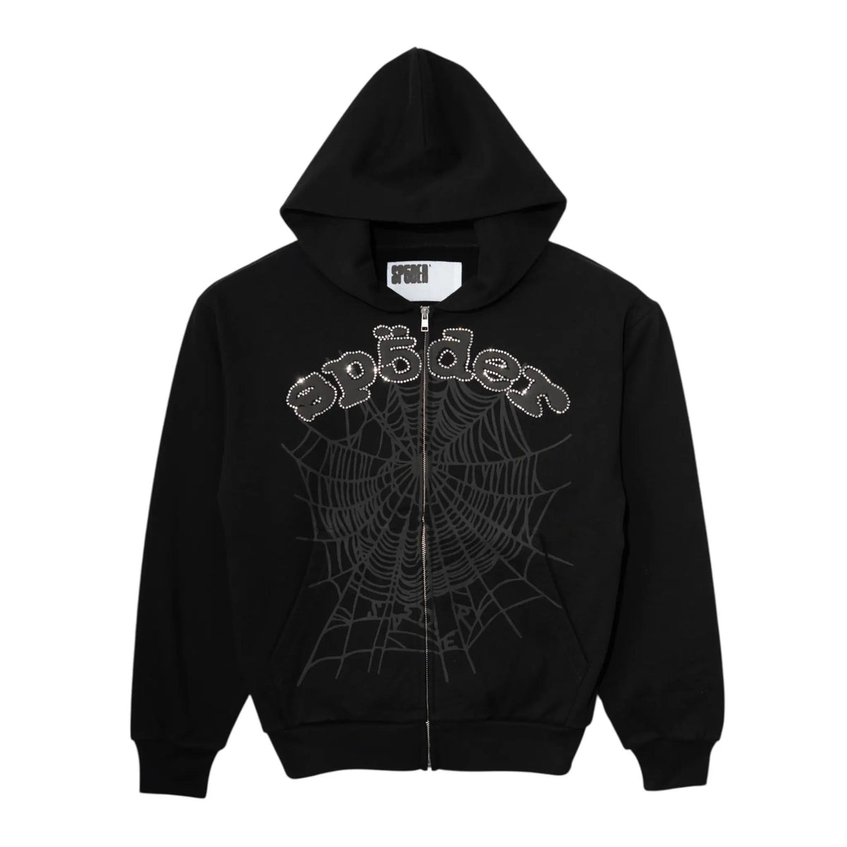 Sp5der OG Web V2 Rhinestone Zip-Up Hoodie