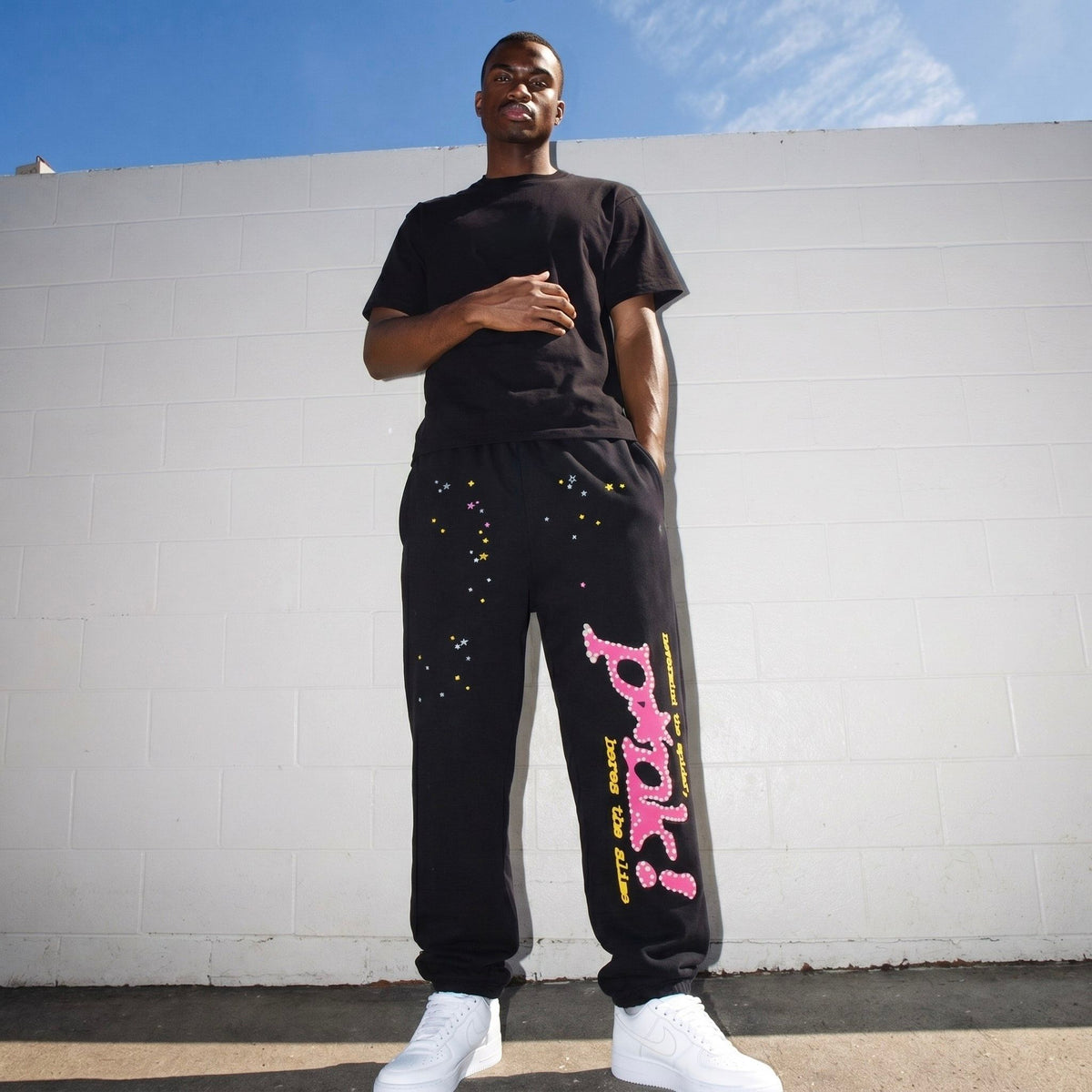 Sp5der P*NK Sweatpants Black
