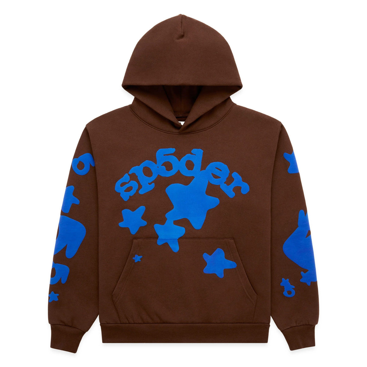 Sp5der Star Graphic Hoodie Brown Blue