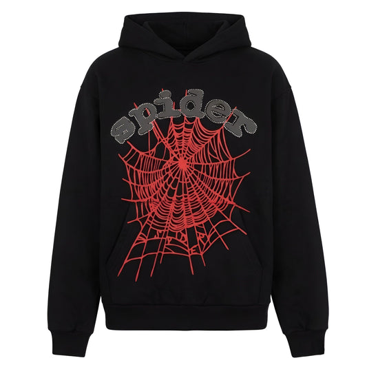 Sp5der Web Graphic Hoodie Black Red