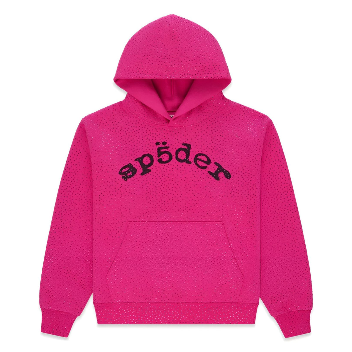 Sp5der Rhinestone Logo Hoodie Pink