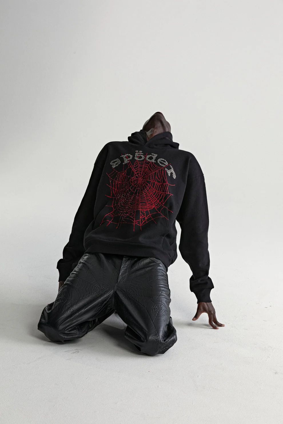 Sp5der Rhinestone OG Web V2 Hoodie Black