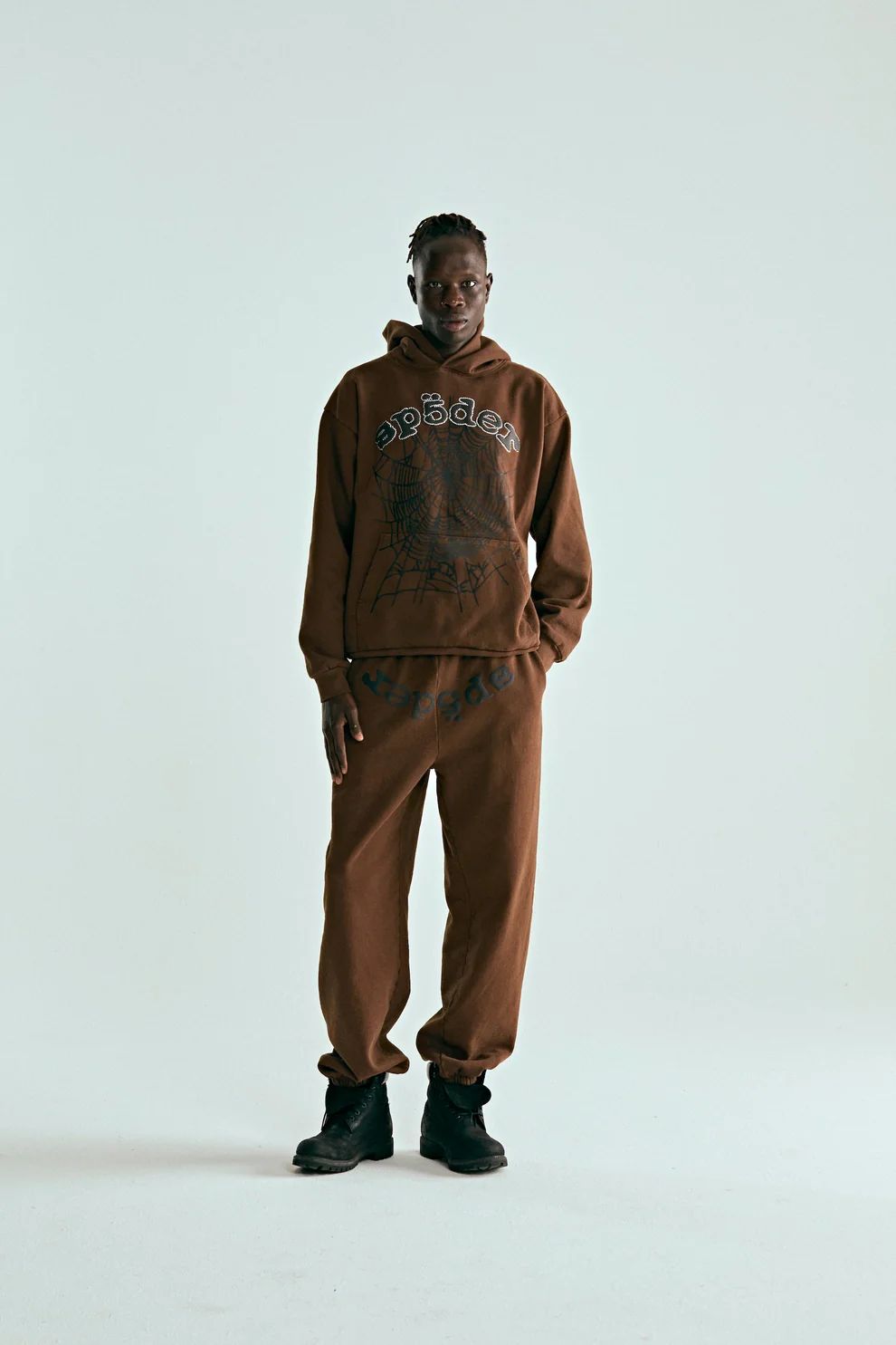 SP5DER OG WEB HOODIE BROWN