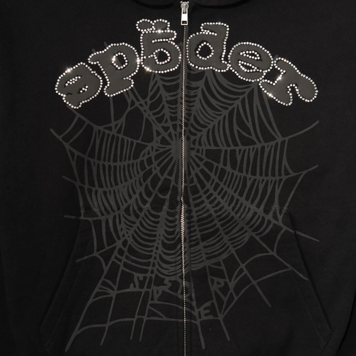 Sp5der OG Web V2 Rhinestone Zip-Up Hoodie