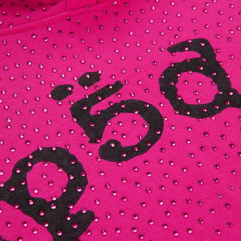Sp5der Rhinestone Logo Hoodie Pink
