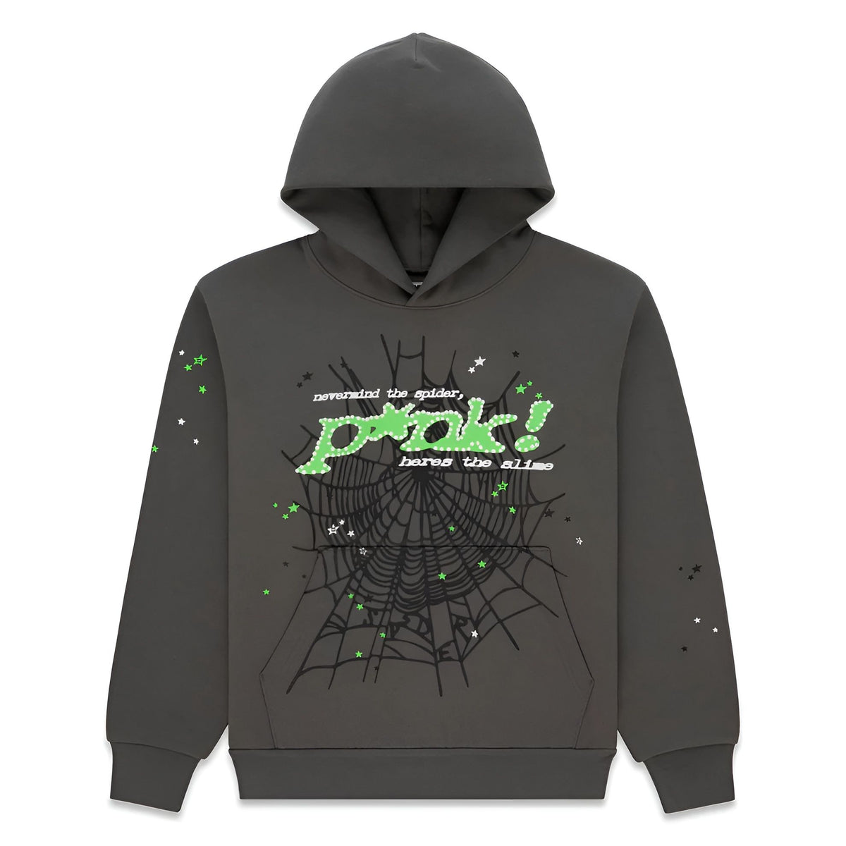 Sp5der Web Graphic Hoodie Charcoal Green