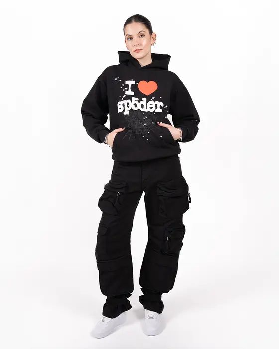 Sp5der I Heart SP5 Souvenir Hoodie Black
