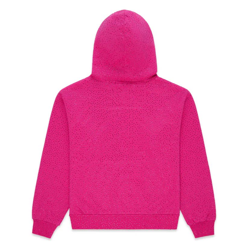 Sp5der Rhinestone Logo Hoodie Pink