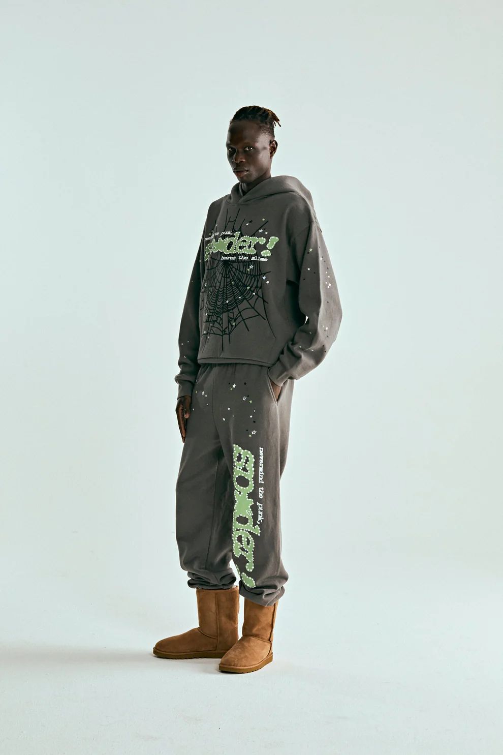 Sp5der Punk V2 Hoodie Slate Grey
