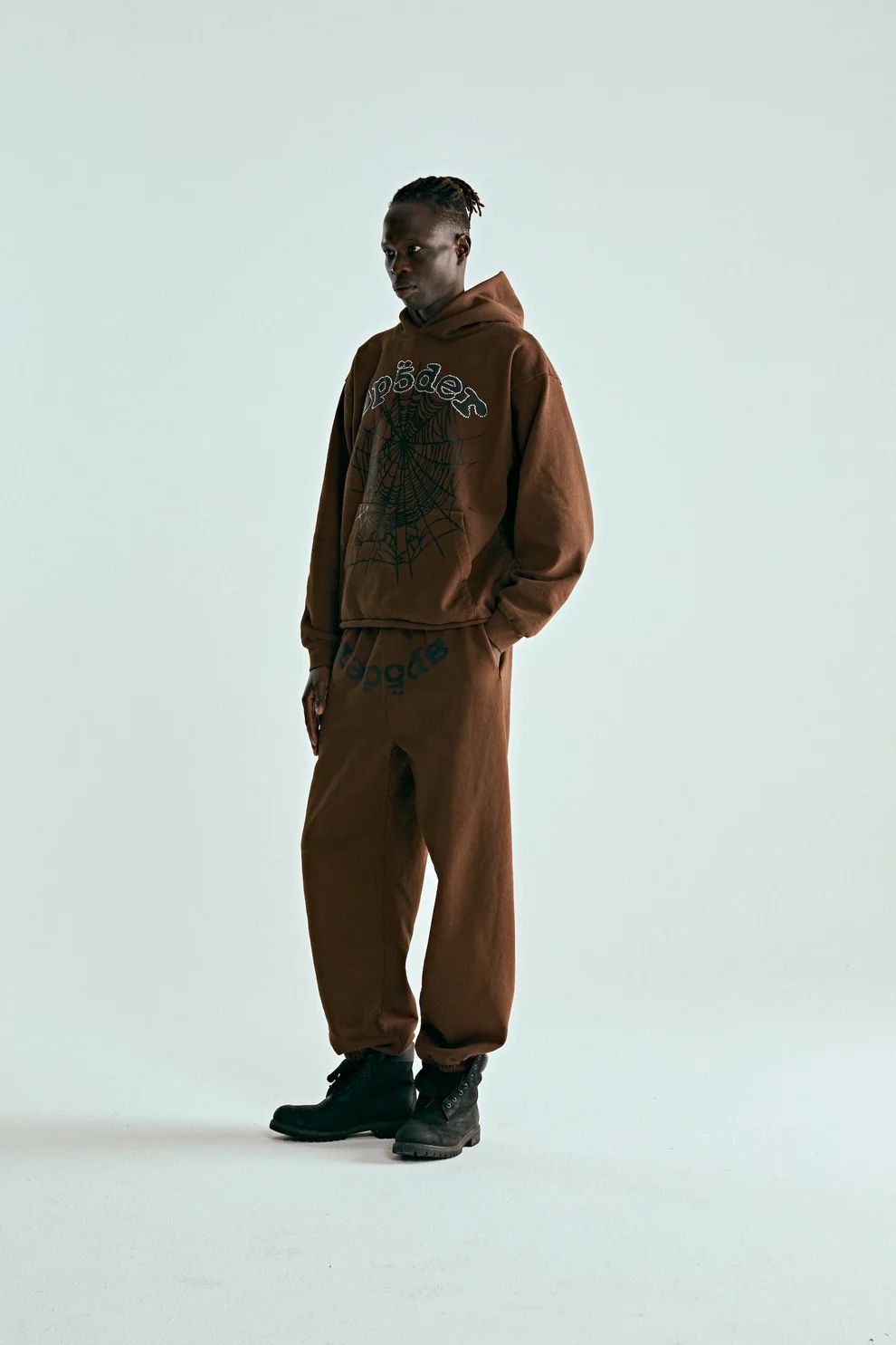 SP5DER OG WEB HOODIE BROWN