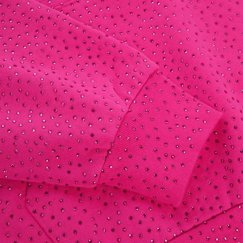 Sp5der Rhinestone Logo Hoodie Pink
