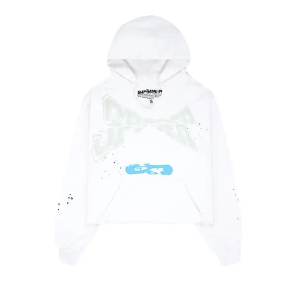 Sp5der Cropped Hoodie Eggshell